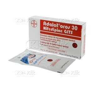 Adalat — 1 box isi 3 blister × 10 tablet lepas lambat (30 tablet)